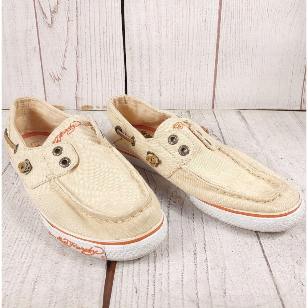 Vintage Ed Hardy Christian Audigier Slip On Boat Shoes Loafers WOMEN'S 7 Canvas